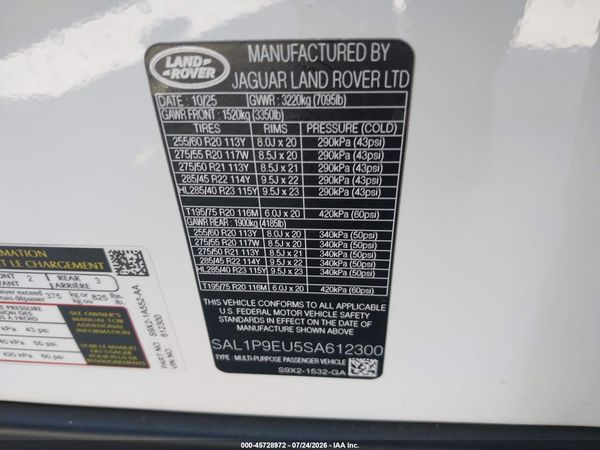 2025 LAND ROVER RANGE ROVER SPORT P360 SE