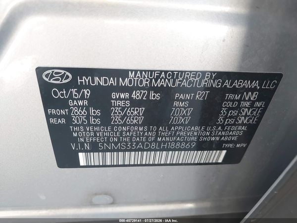 2020 HYUNDAI SANTA FE SEL