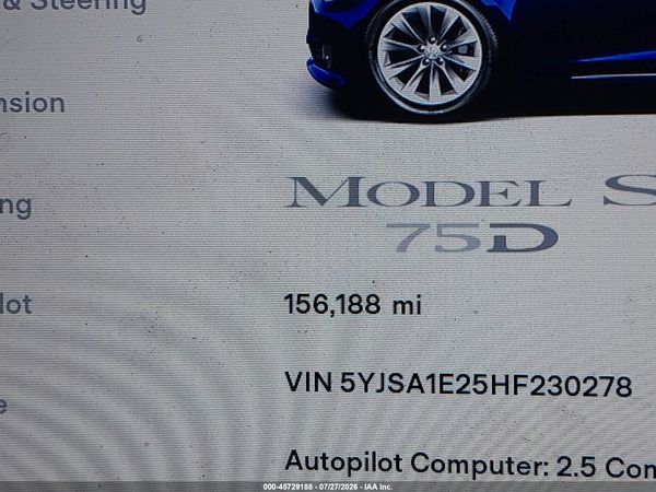 2017 TESLA MODEL S 100D/60D/75D/90D/P100D
