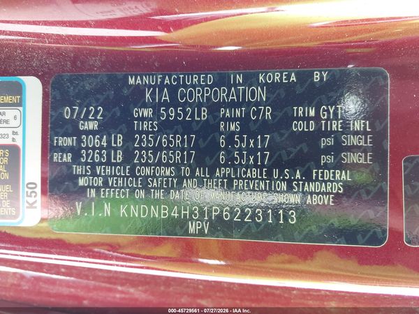 2023 KIA CARNIVAL MPV LX SEAT PACKAGE