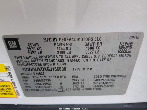 2016 CHEVROLET TRAVERSE LTZ — I9