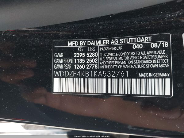 2019 MERCEDES-BENZ E 300 4MATIC
