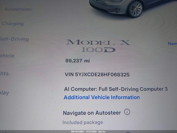 2017 TESLA MODEL X 100D/75D/90D
