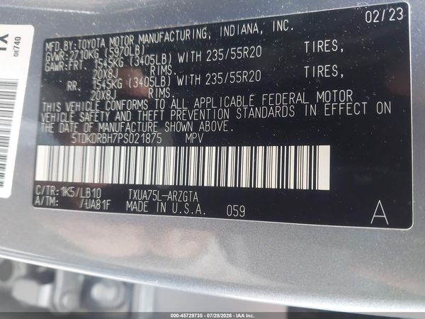 2023 TOYOTA HIGHLANDER LIMITED