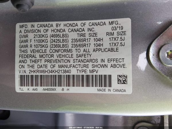 2019 HONDA CR-V LX