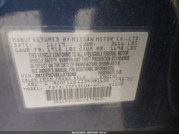 2020 NISSAN KICKS SV XTRONIC CVT — I9