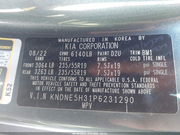 2023 KIA CARNIVAL MPV SX