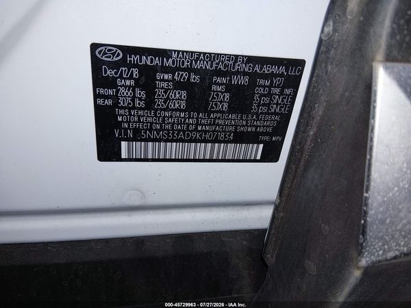 2019 HYUNDAI SANTA FE SEL PLUS