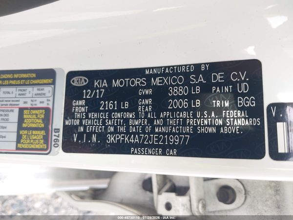 2018 KIA FORTE LX
