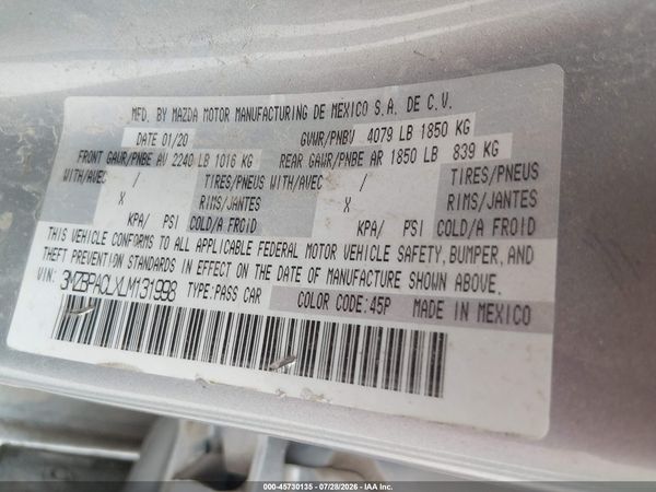 2020 MAZDA MAZDA3 SELECT PACKAGE
