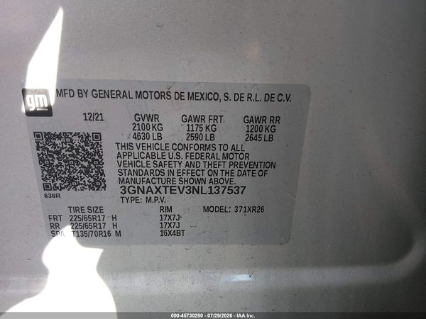 2022 CHEVROLET EQUINOX AWD 2FL — I9
