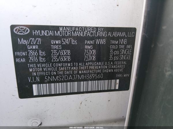 2021 HYUNDAI SANTA FE SEL