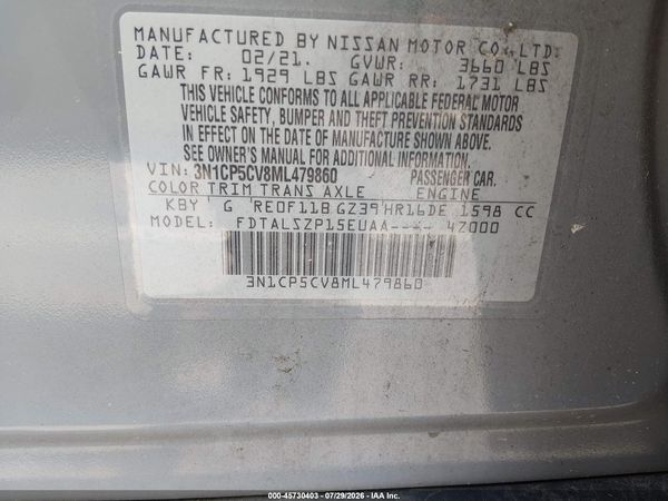 2021 NISSAN KICKS SV XTRONIC CVT