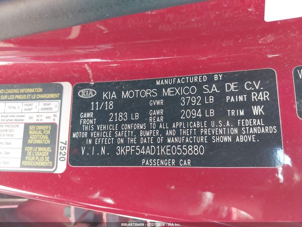2019 KIA FORTE EX