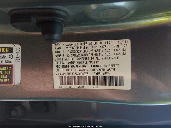 2012 HONDA CR-V EX-L