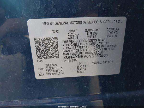 2022 CHEVROLET EQUINOX FWD PREMIER — I9