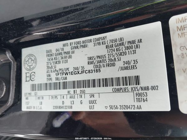2018 FORD F-150 LARIAT