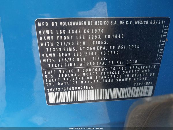 2022 VOLKSWAGEN TAOS 1.5T SE — I9