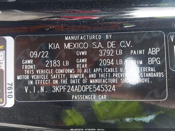 2023 KIA FORTE LXS