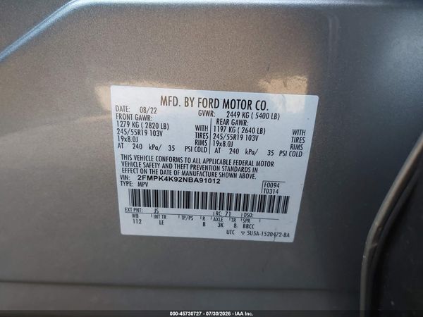 2022 FORD EDGE TITANIUM — I9
