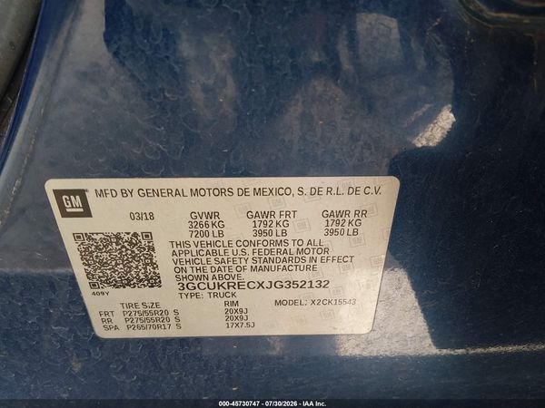 2018 CHEVROLET SILVERADO 1500 2LT — I9