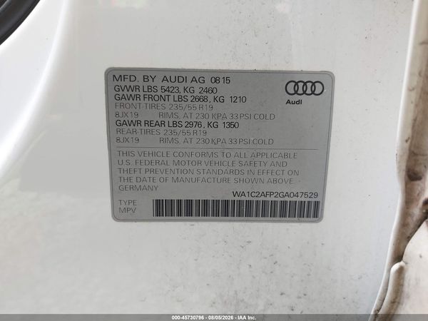 2016 AUDI Q5 2.0T PREMIUM