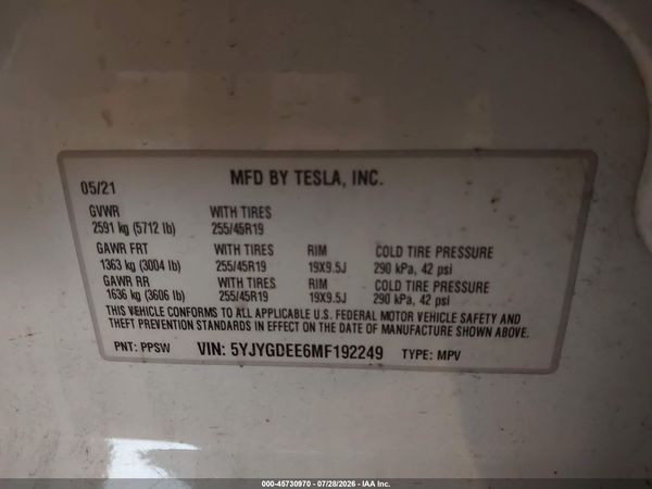 2021 TESLA MODEL Y