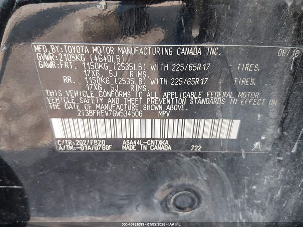 2016 TOYOTA RAV4 LE