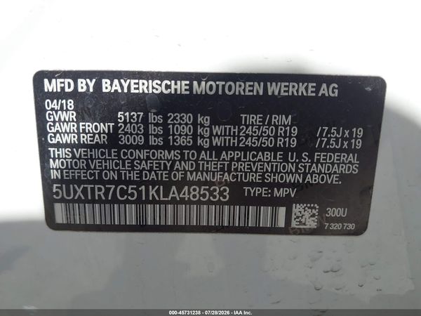 2019 BMW X3 SDRIVE30I