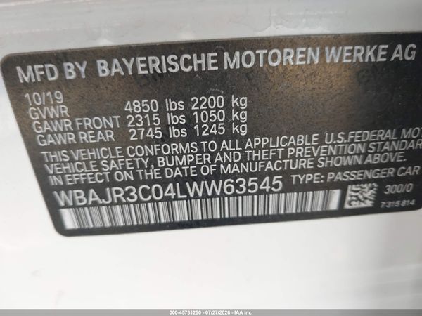 2020 BMW 530I