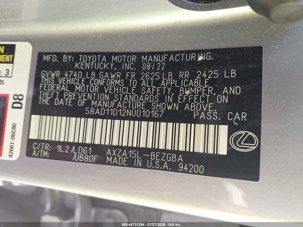 2022 LEXUS ES 250 250 Premium