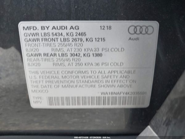 2019 AUDI Q5 45 PREMIUM