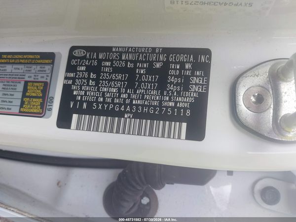 2017 KIA SORENTO 2.4L LX