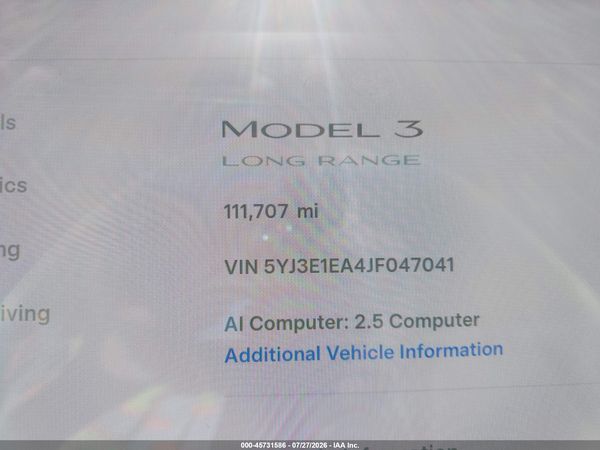2018 TESLA MODEL 3 LONG RANGE/MID RANGE