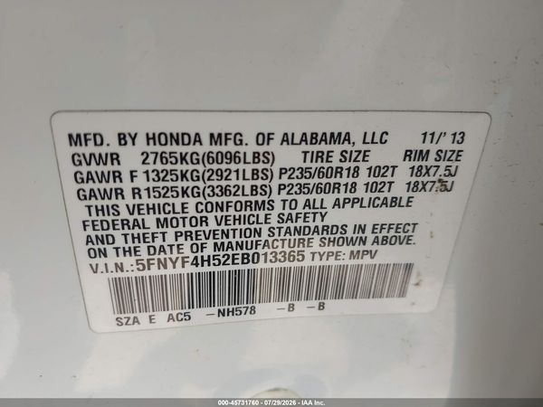 2014 HONDA PILOT EX-L