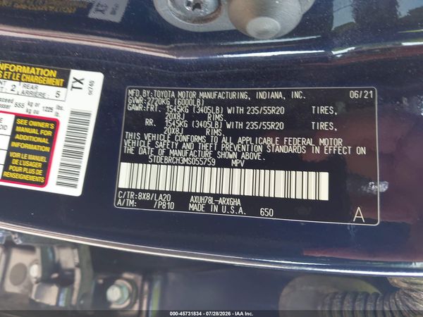 2021 TOYOTA HIGHLANDER HYBRID PLATINUM