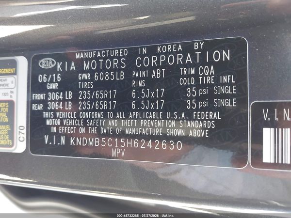 2017 KIA SEDONA LX