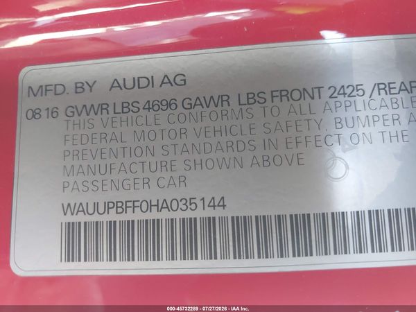 2017 AUDI A3 SPORTBACK E-TRON PREMIUM