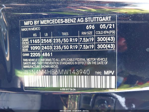 2021 MERCEDES-BENZ GLB 250 4MATIC