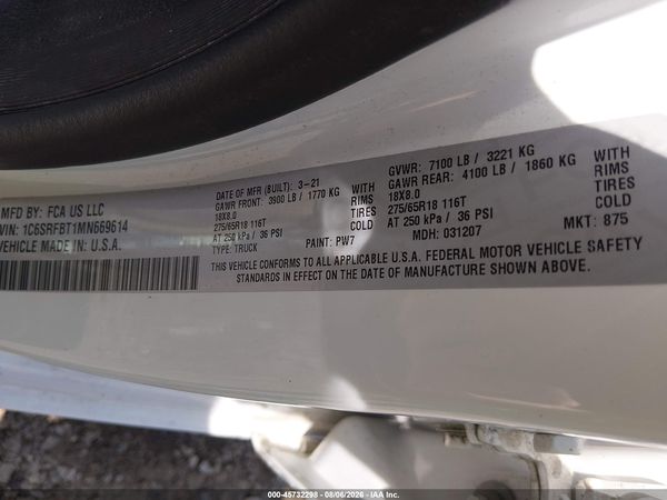 2021 RAM 1500 BIG HORN  4X4 6'4 BOX