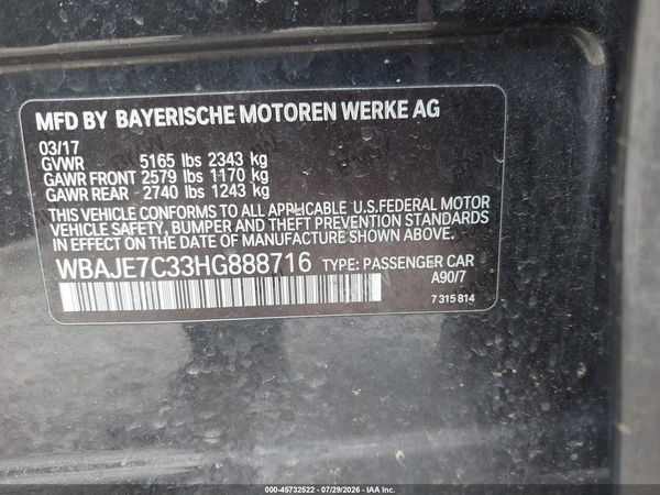 2017 BMW 540I XDRIVE