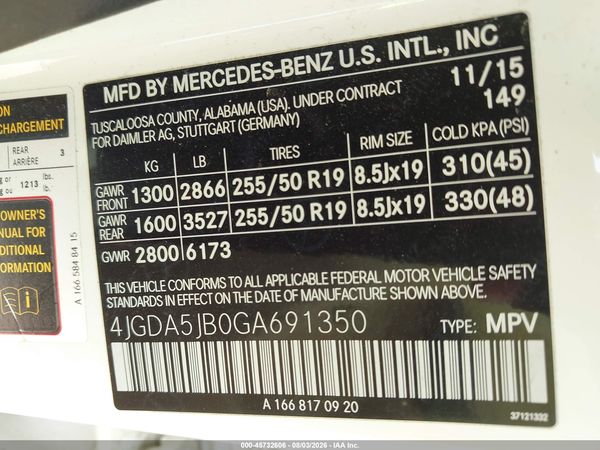 2016 MERCEDES-BENZ GLE 350 GLE350