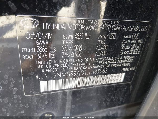 2020 HYUNDAI SANTA FE SEL