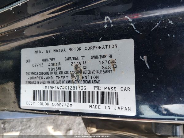 2016 MAZDA MAZDA3 I TOURING