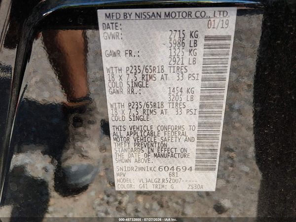2019 NISSAN PATHFINDER SL