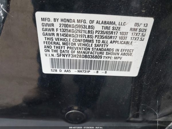 2013 HONDA PILOT LX