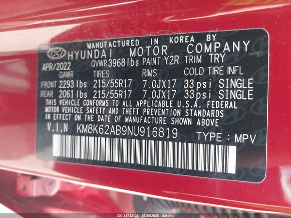 2022 HYUNDAI KONA SEL