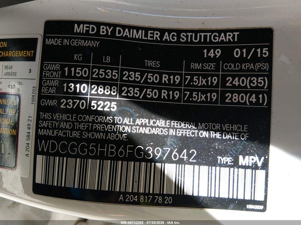 2015 MERCEDES-BENZ GLK 350 GLK350