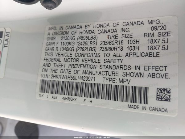 2020 HONDA CR-V 2WD EX