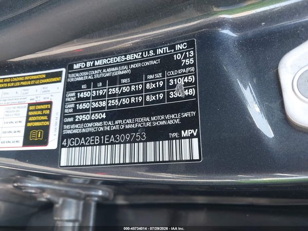 2014 MERCEDES-BENZ ML 350 BLUETEC 4MATIC